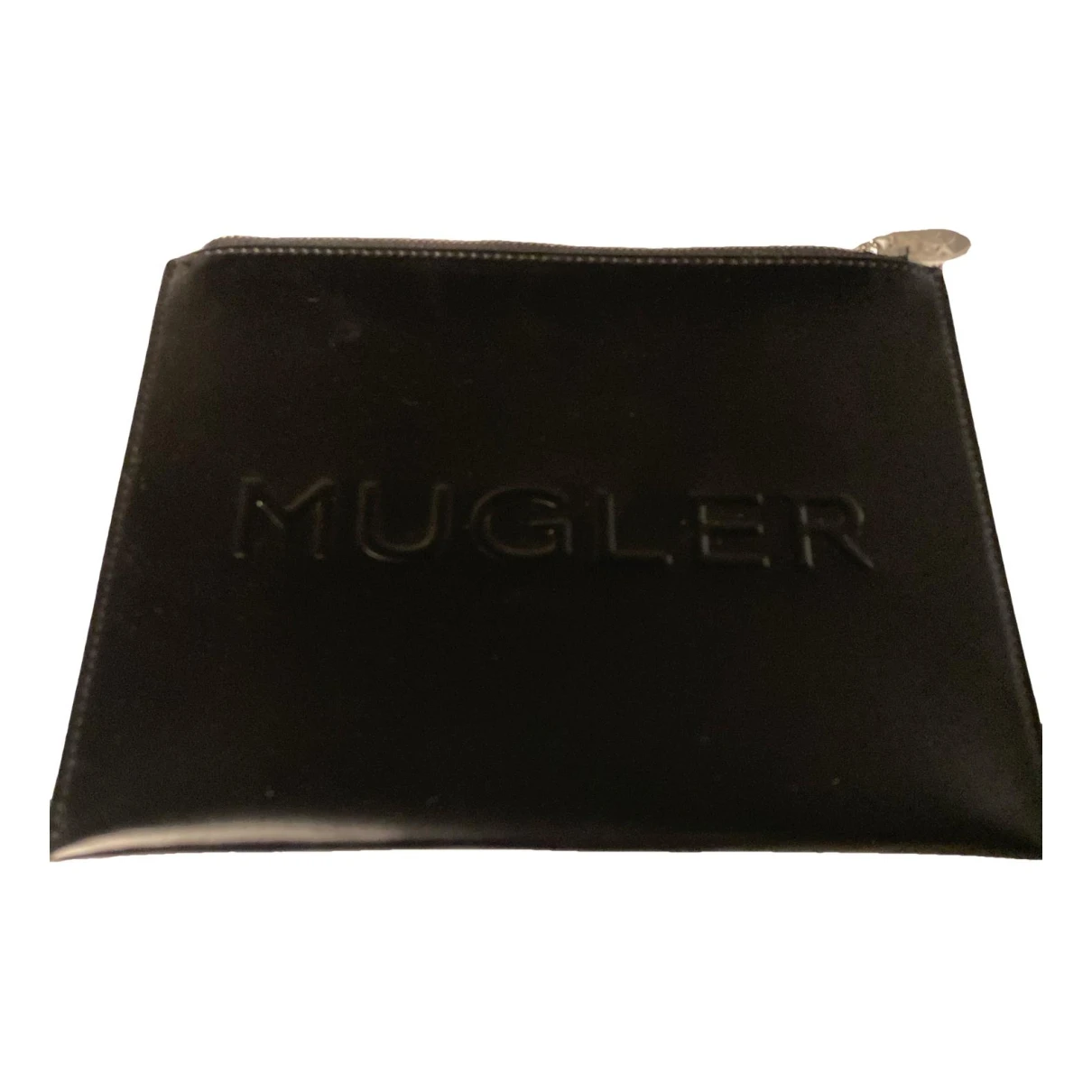 Pre-owned Mugler Leather Clutch Bag In Black