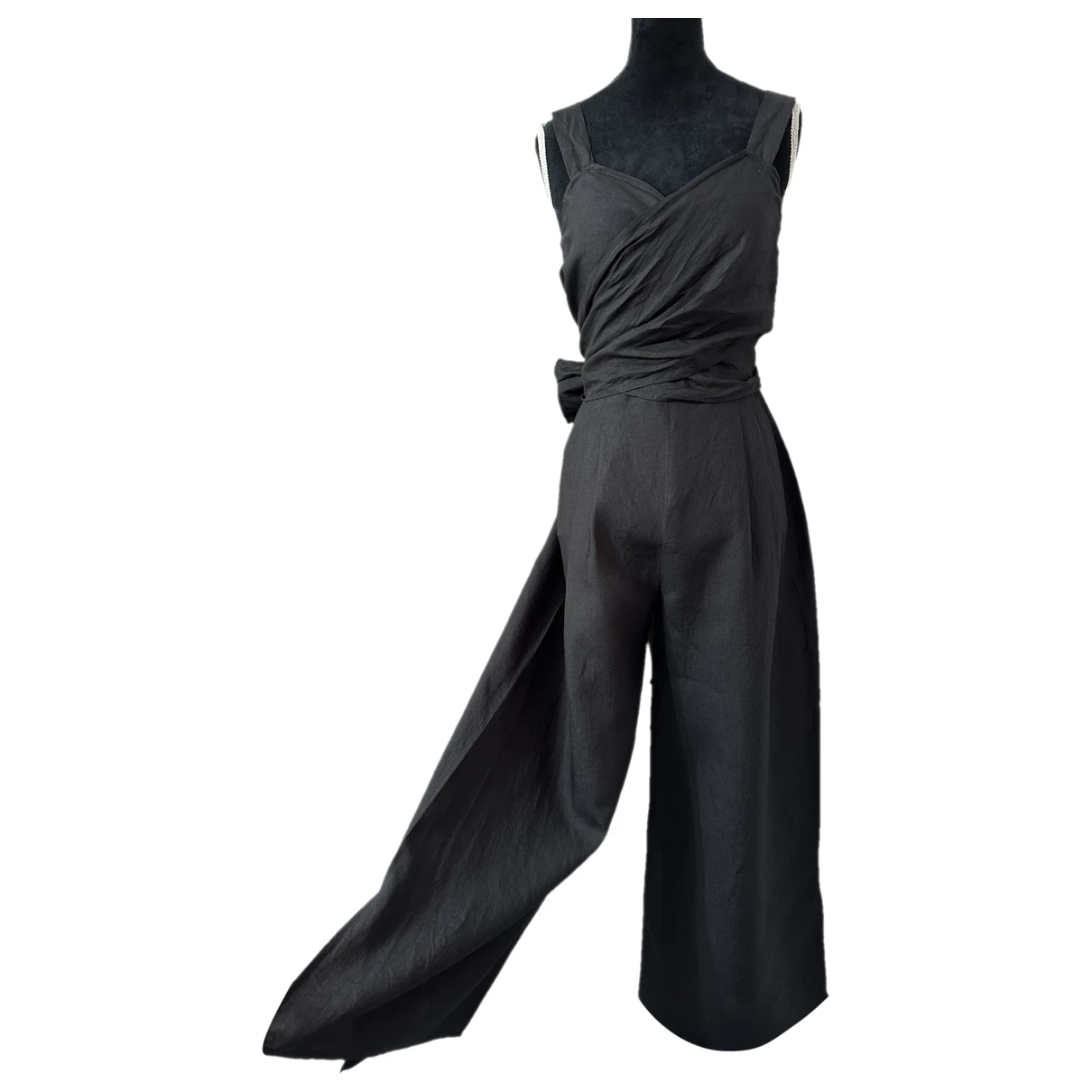 Pre-owned Max Mara Linen Jumpsuit In Black