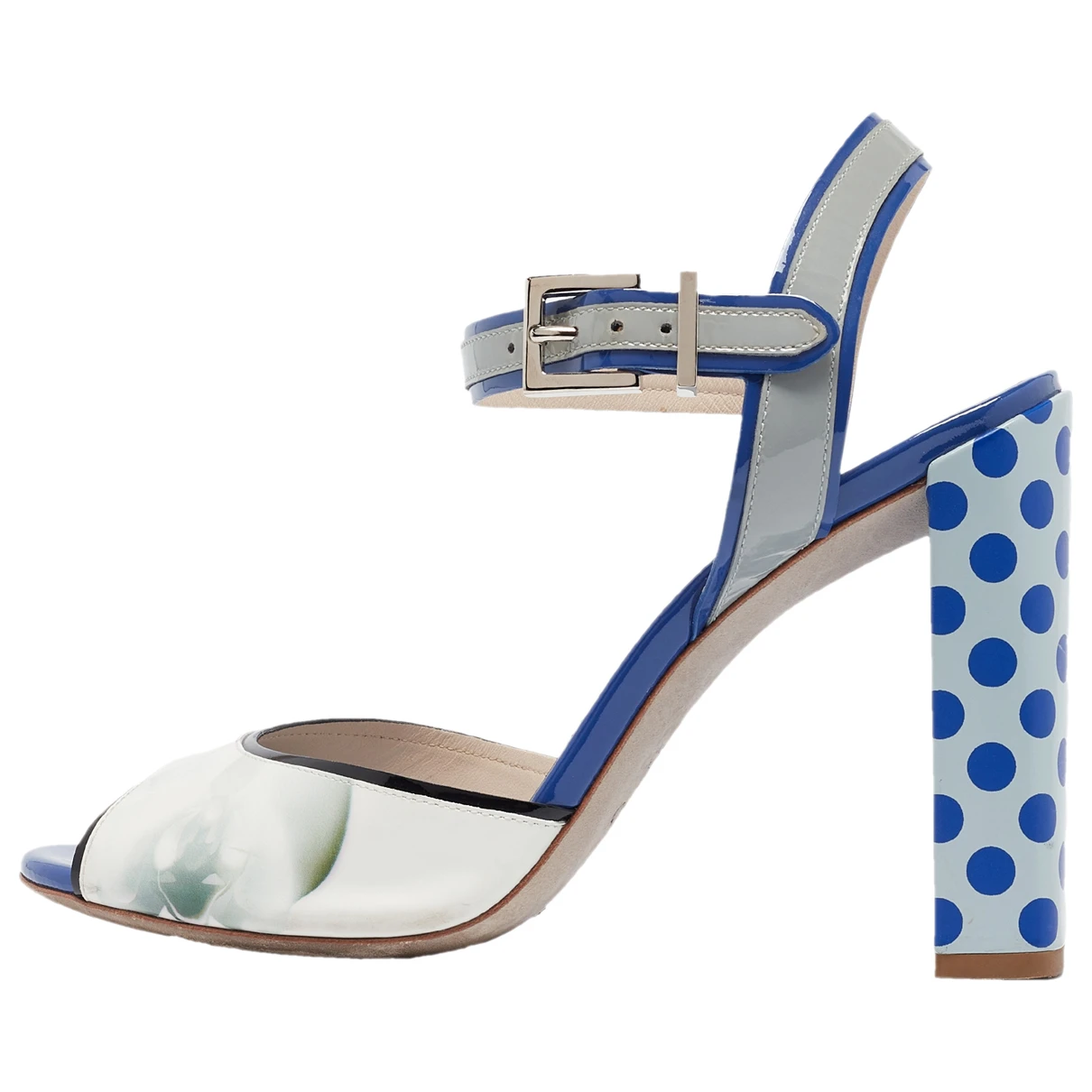 Pre-owned Fendi Patent Leather Sandal In Blue
