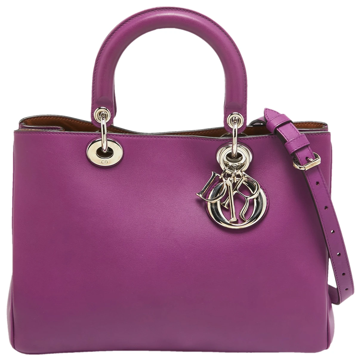 Pre-owned Dior Leather Tote In Purple