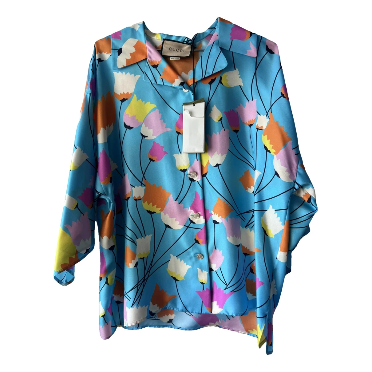 Pre-owned Gucci Silk Blouse In Blue