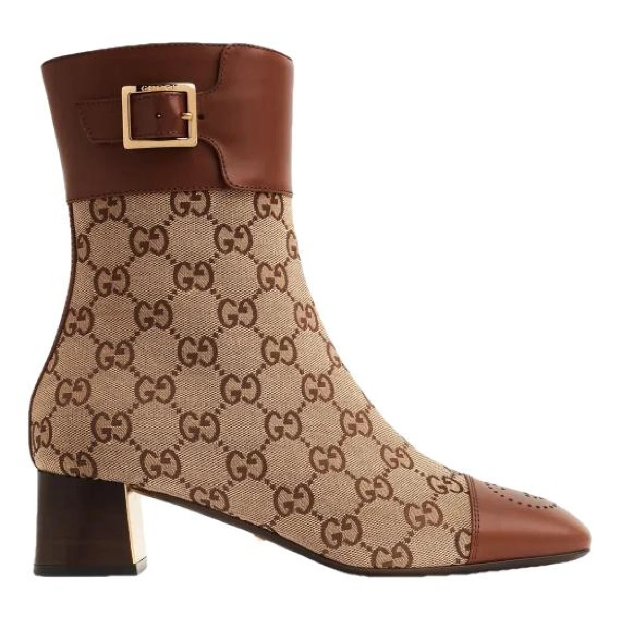 Pre-owned Gucci Cloth Ankle Boots In Brown