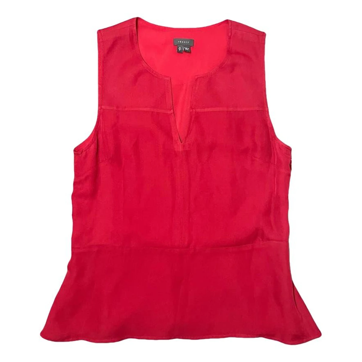 Pre-owned Theory Silk Blouse In Red