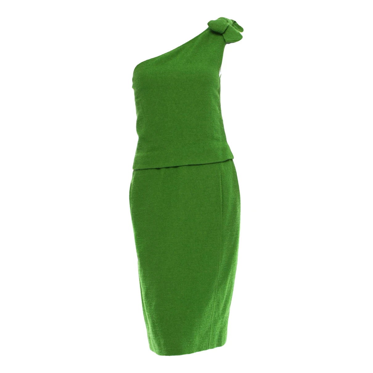 Pre-owned Oscar De La Renta Wool Mid-length Dress In Green
