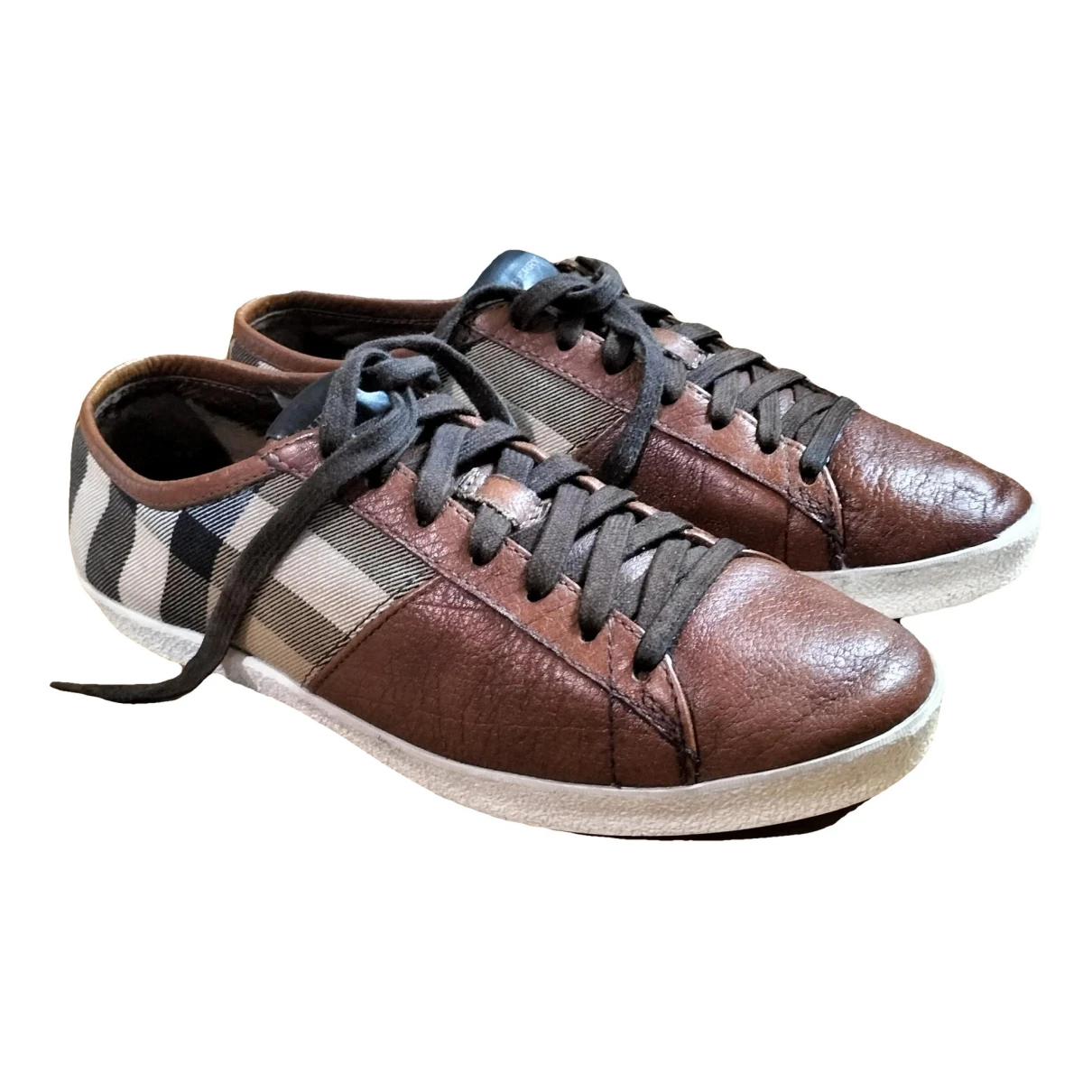 Pre-owned Burberry Leather Low Trainers In Brown