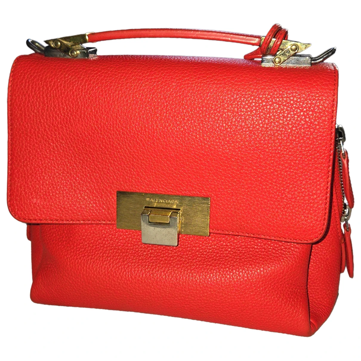 Pre-owned Balenciaga Le Dix Leather Crossbody Bag In Red