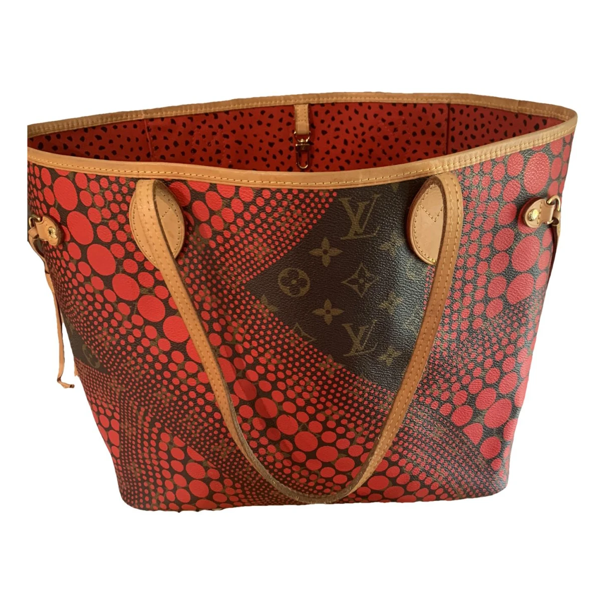 Pre-owned Louis Vuitton Neverfull Cloth Tote In Red