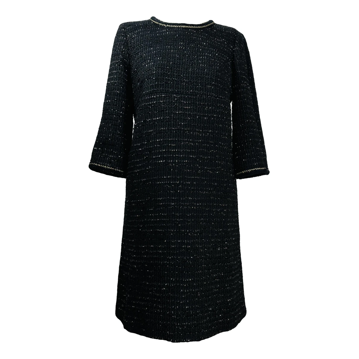 Pre-owned Paule Ka Tweed Mid-length Dress In Black