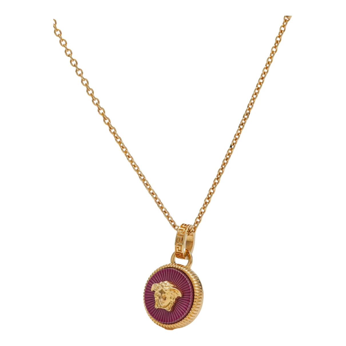 Pre-owned Versace Medusa Necklace In Pink
