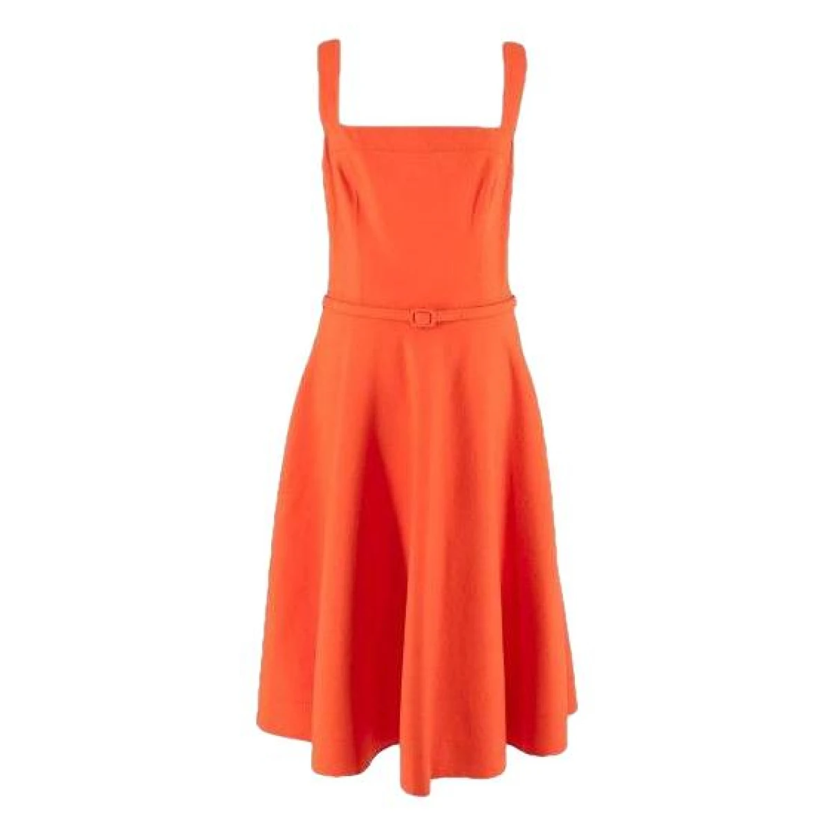 Pre-owned Oscar De La Renta Leather Dress In Orange