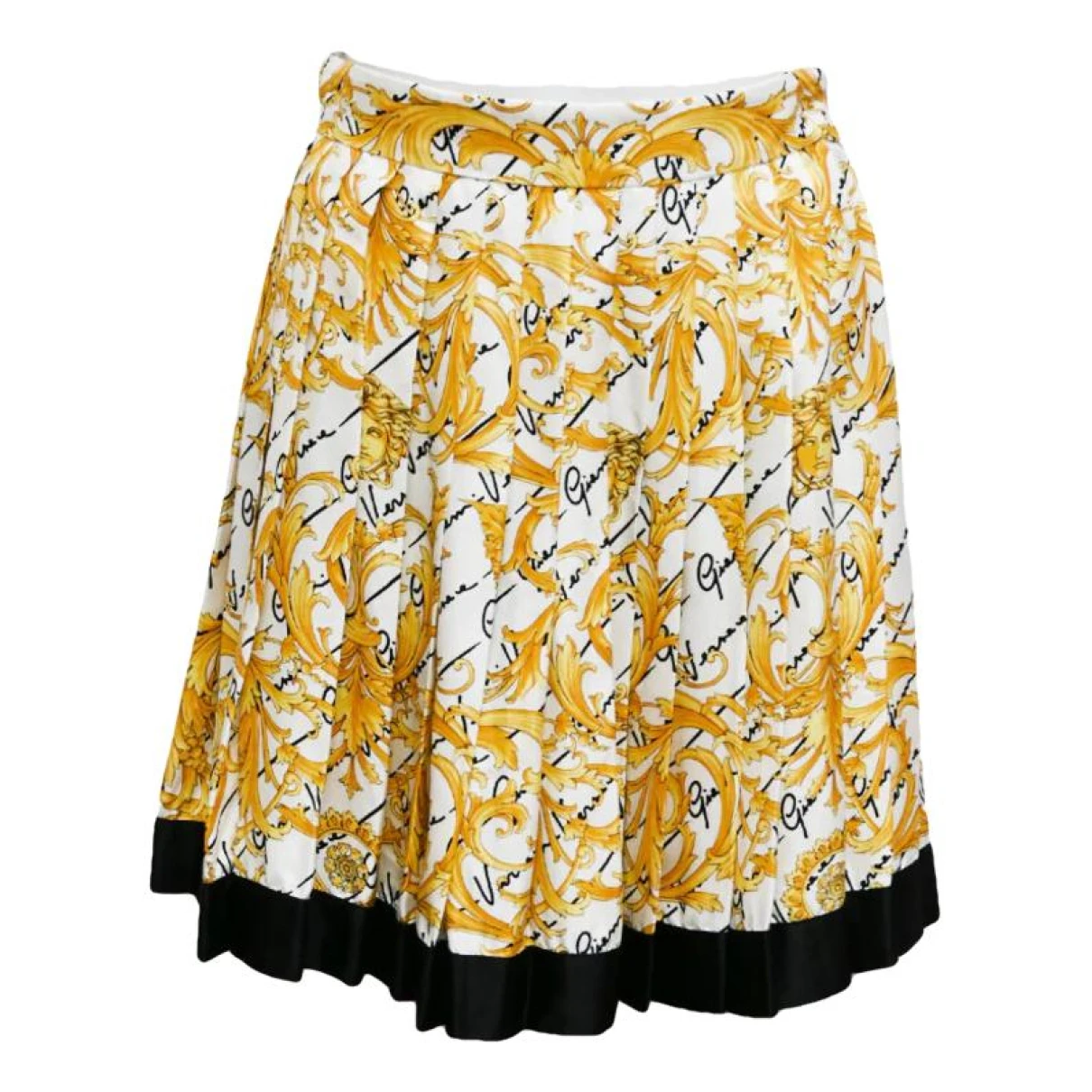 Pre-owned Versace Silk Mini Skirt In Gold