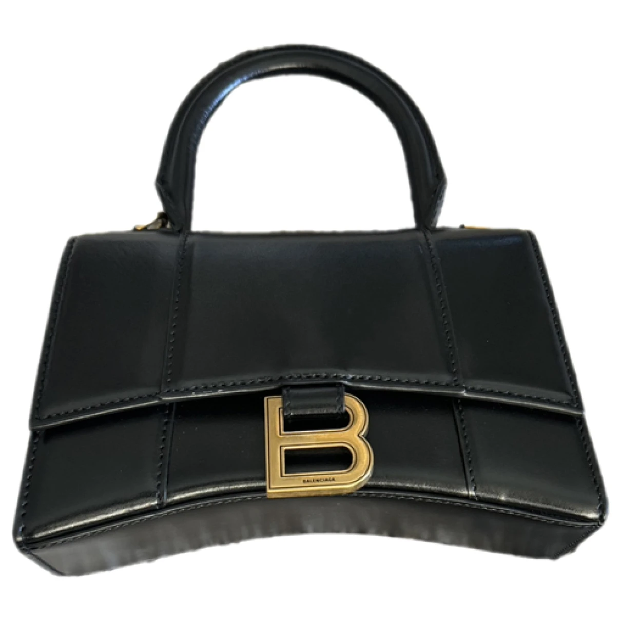 Pre-owned Balenciaga Hourglass Leather Crossbody Bag In Black