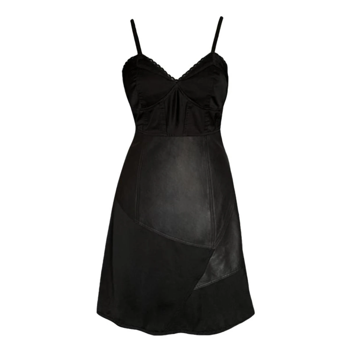 Pre-owned Mcq By Alexander Mcqueen Leather Mid-length Dress In Black