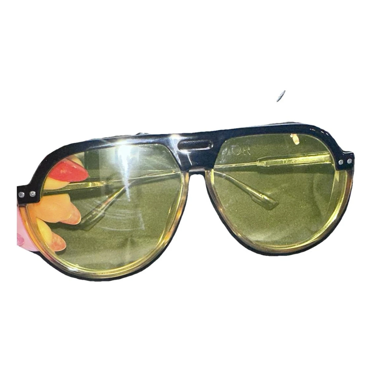 Pre-owned Dior Aviator Sunglasses In Yellow