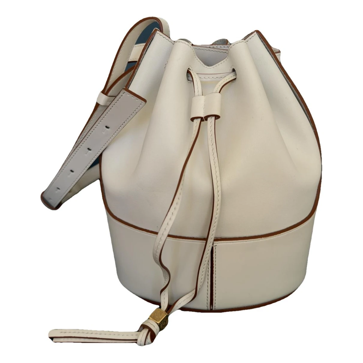 Pre-owned Loewe Balloon Leather Handbag In White