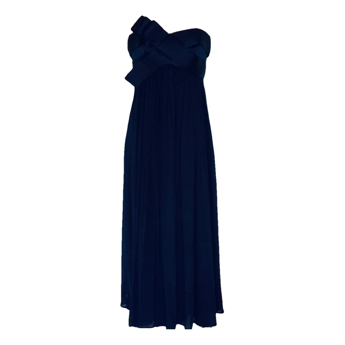 Pre-owned Marchesa Notte Silk Maxi Dress In Navy