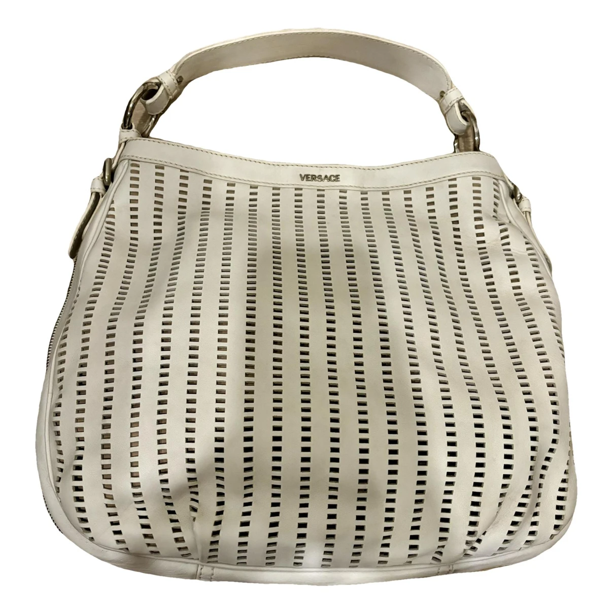 Pre-owned Versace Leather Handbag In White