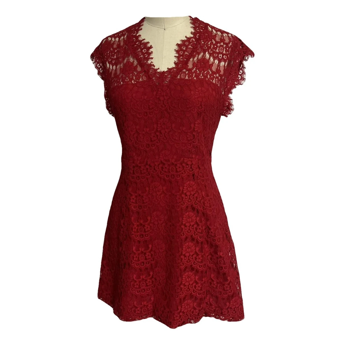 Pre-owned Claudie Pierlot Lace Mini Dress In Red