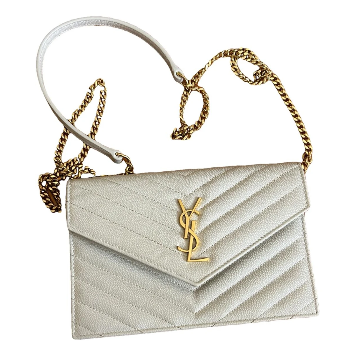 Pre-owned Saint Laurent Leather Crossbody Bag In White