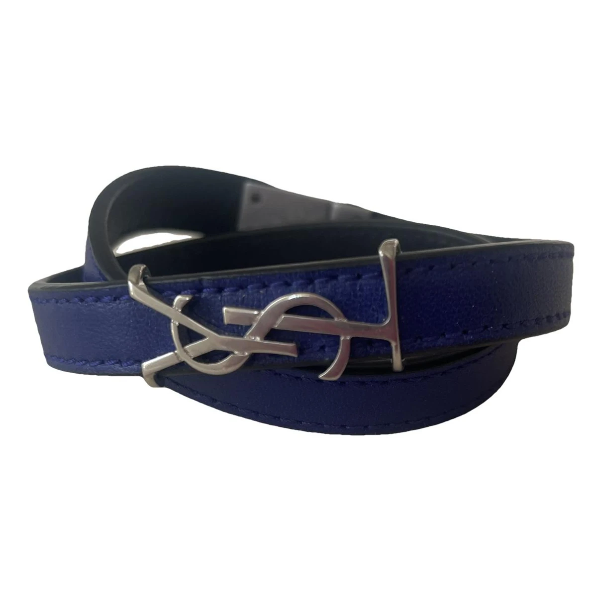 Pre-owned Saint Laurent Leather Bracelet In Blue
