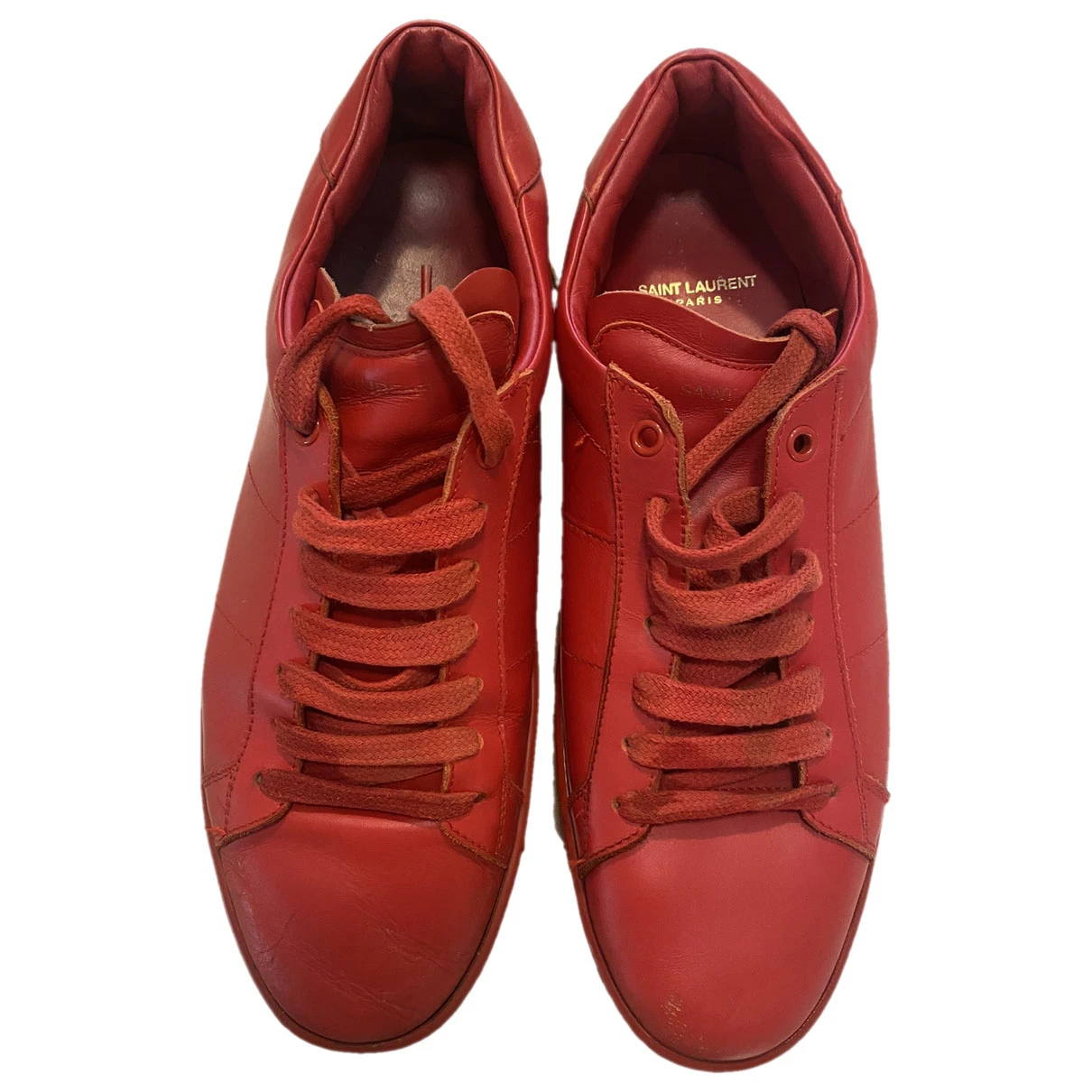 Pre-owned Saint Laurent Leather Low Trainers In Red