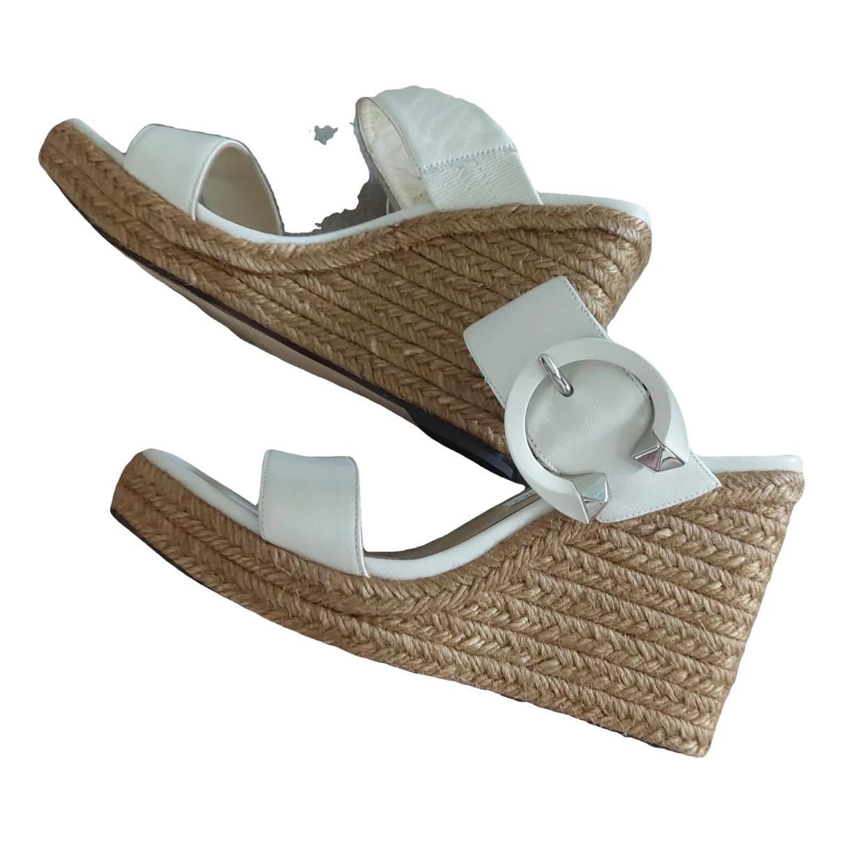 Pre-owned Jimmy Choo Leather Espadrilles In White