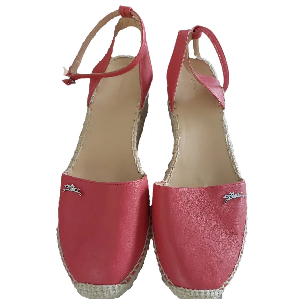 Pre-owned Longchamp Leather Espadrilles In Pink