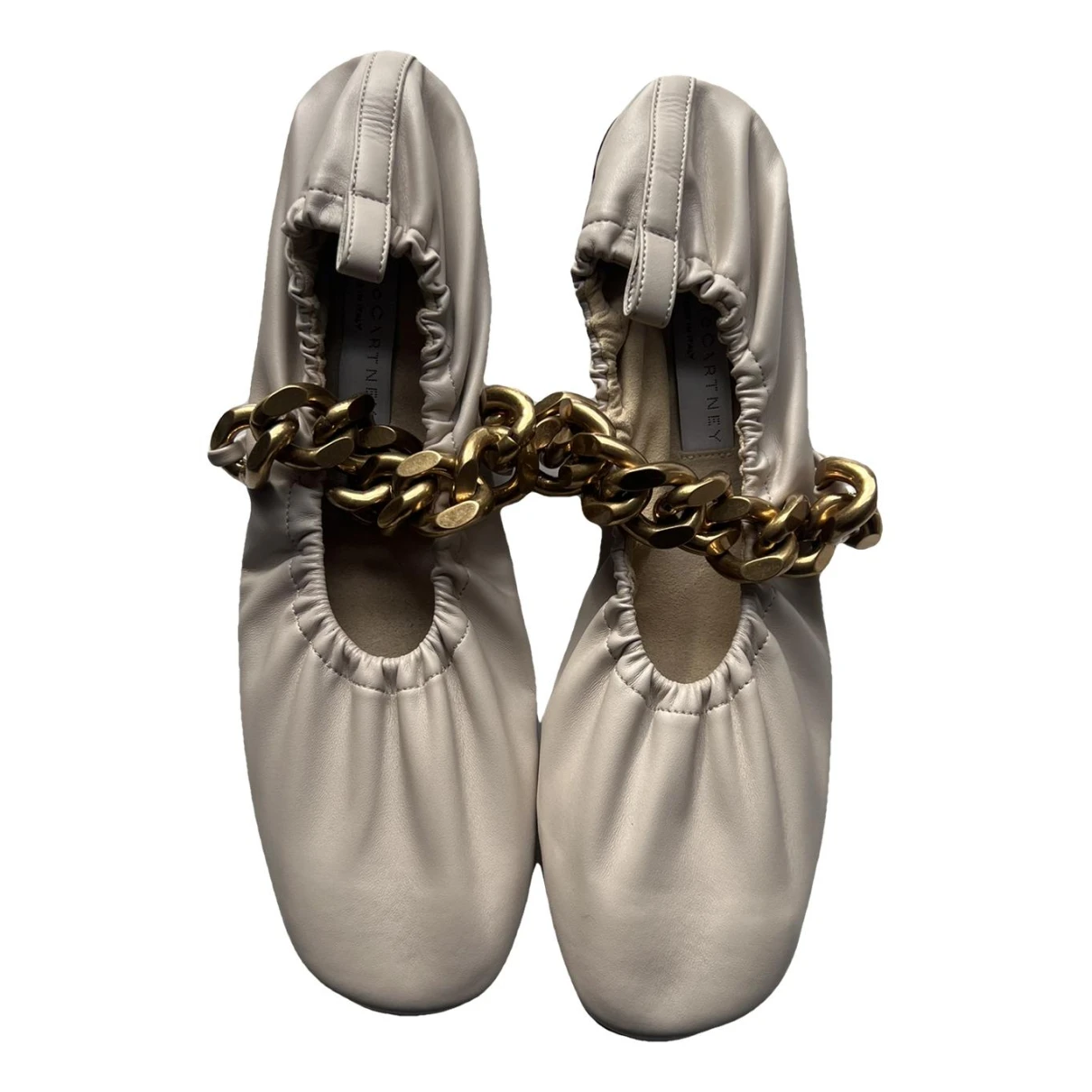 Pre-owned Stella Mccartney Vegan Leather Ballet Flats In Beige