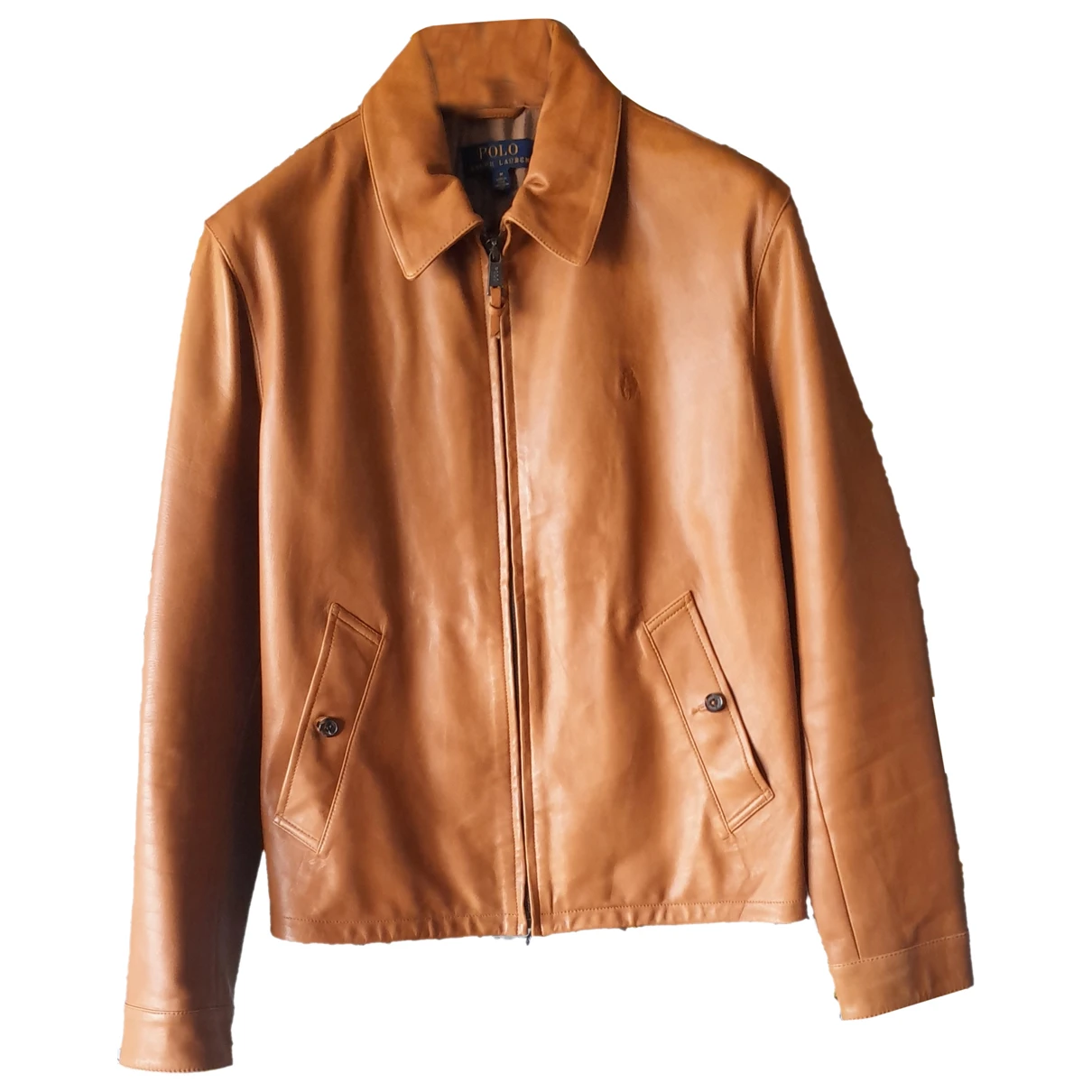 Pre-owned Polo Ralph Lauren Leather Jacket In Camel