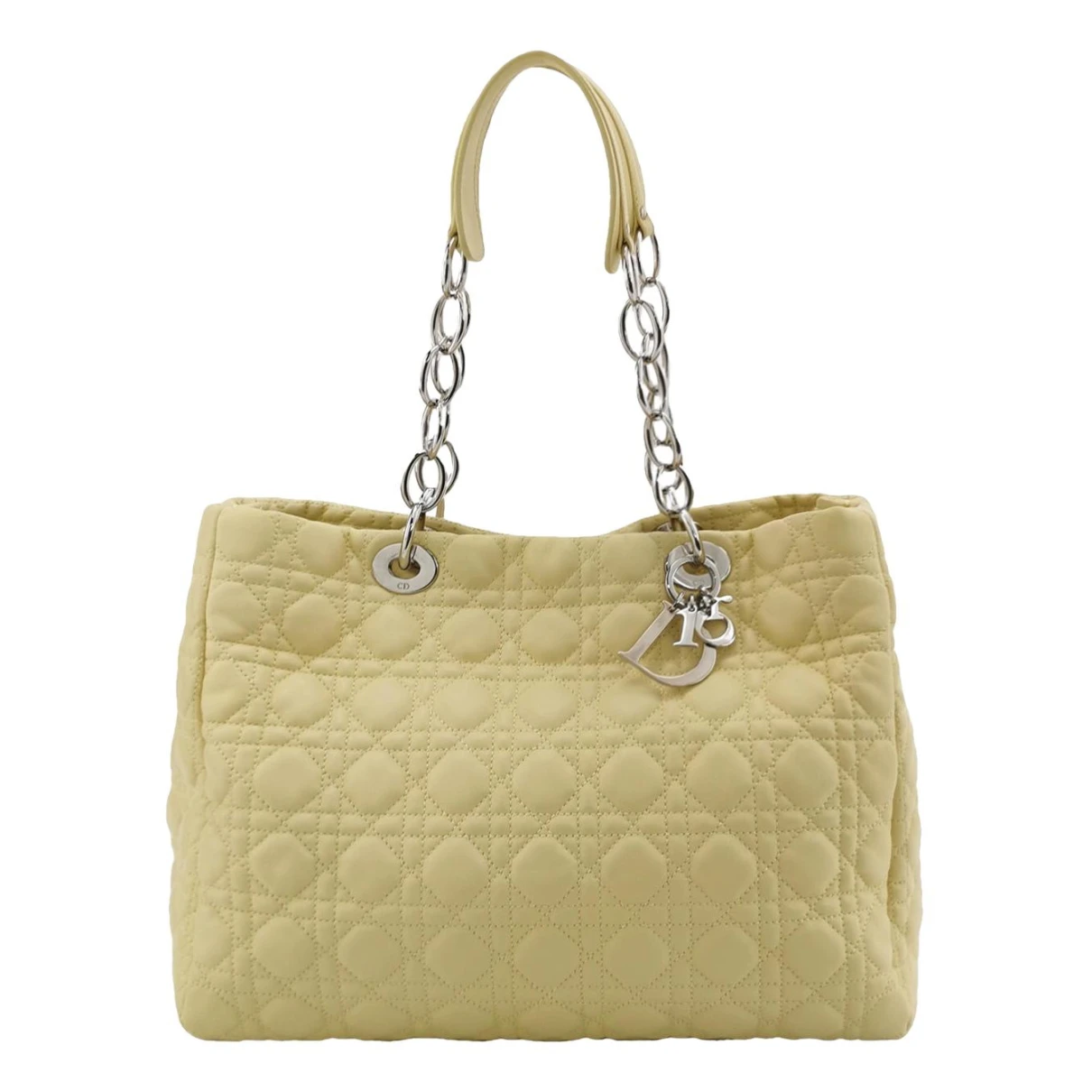 Pre-owned Dior Soft Shopping Leather Handbag In Yellow