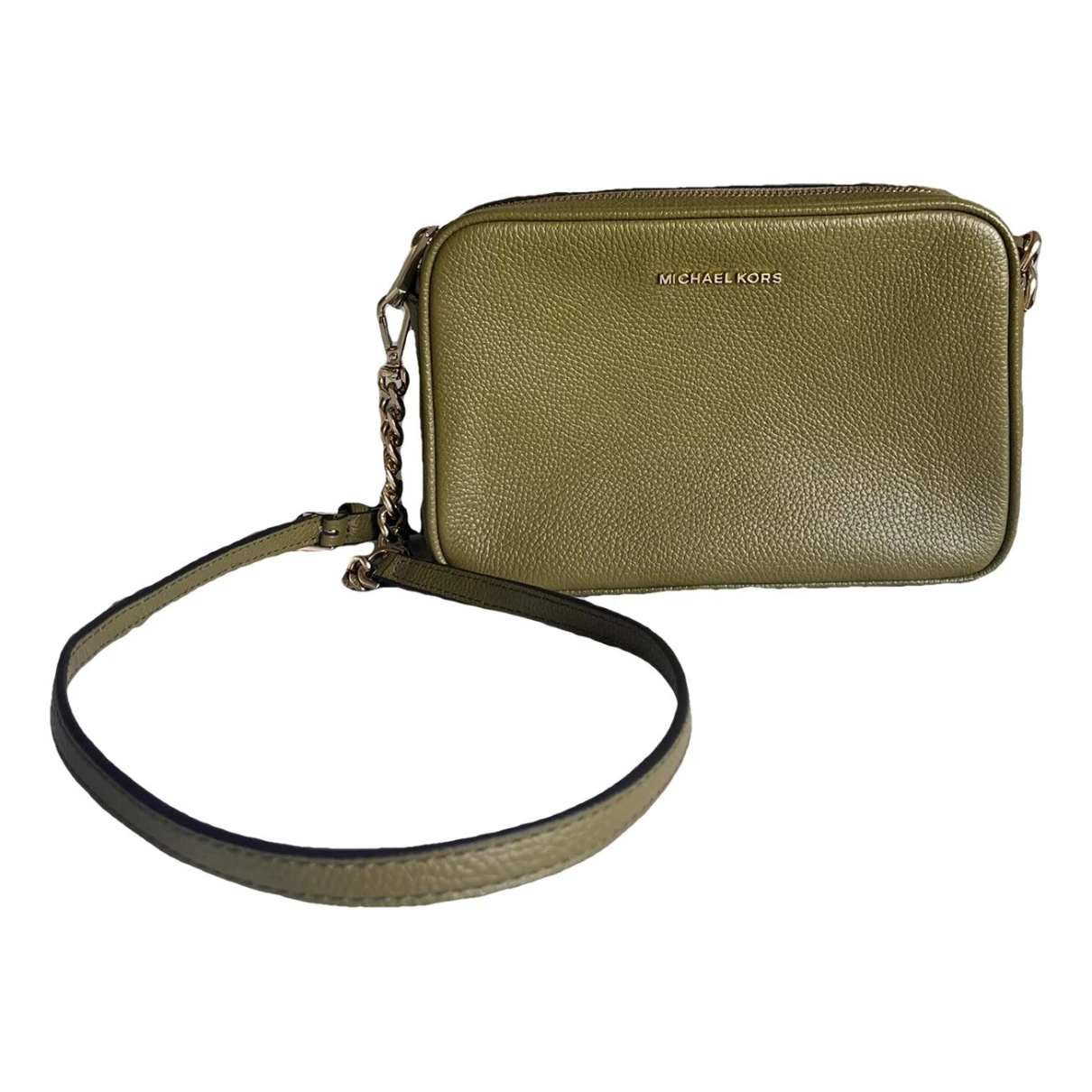 Pre-owned Michael Kors Jet Set Leather Clutch Bag In Green