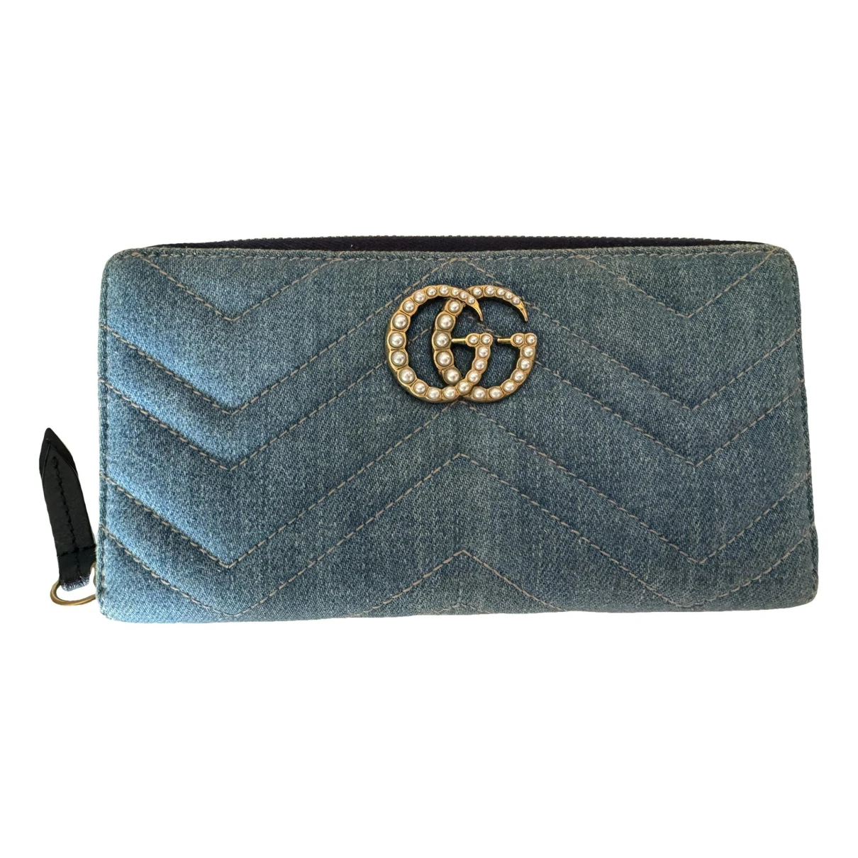 Pre-owned Gucci Continental Wallet In Blue