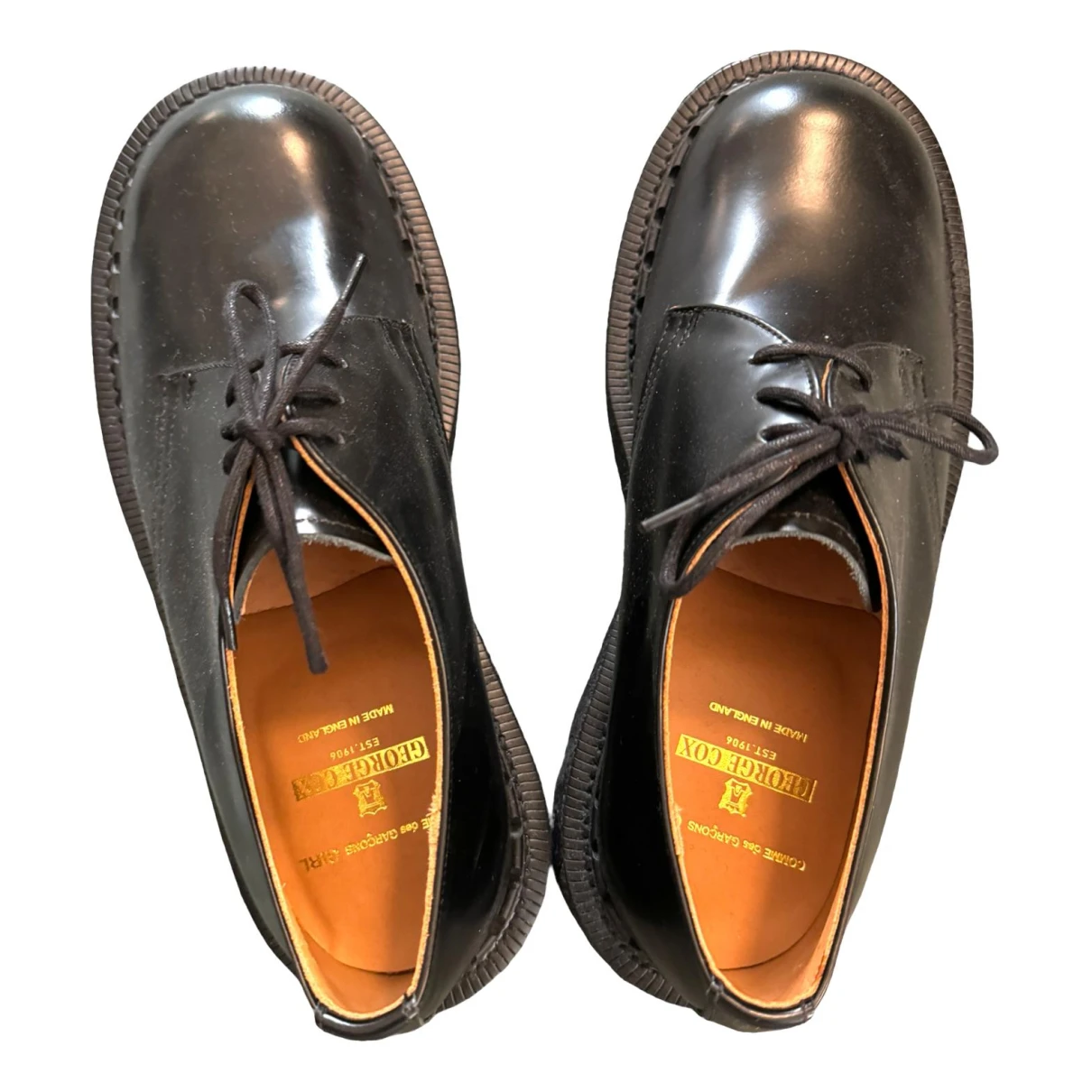 Pre-owned George Cox Leather Flats In Black