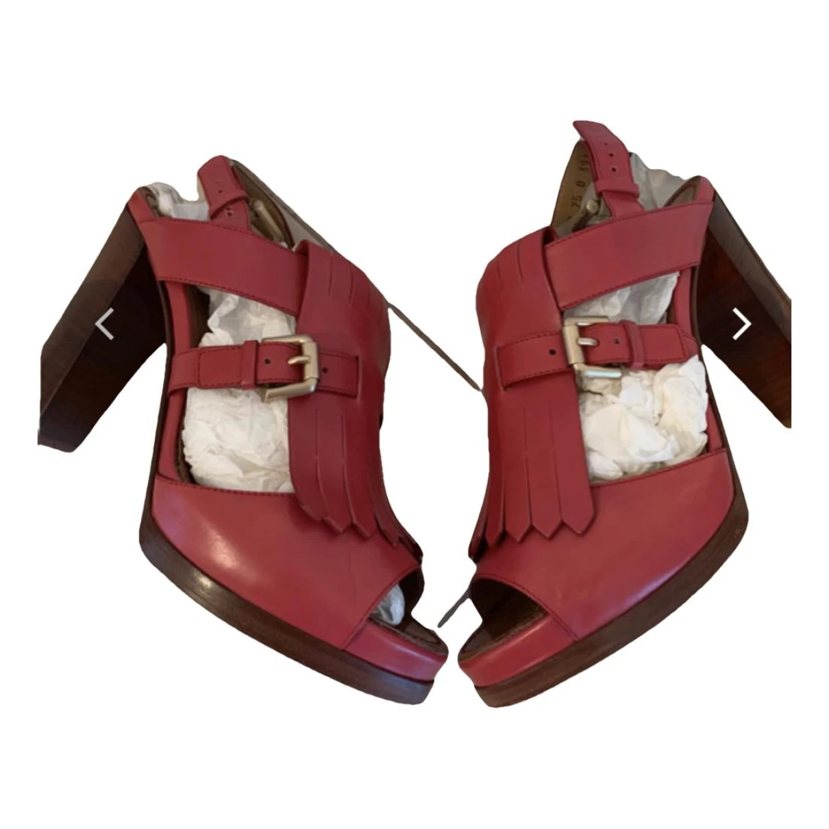 Pre-owned Santoni Leather Sandals In Burgundy