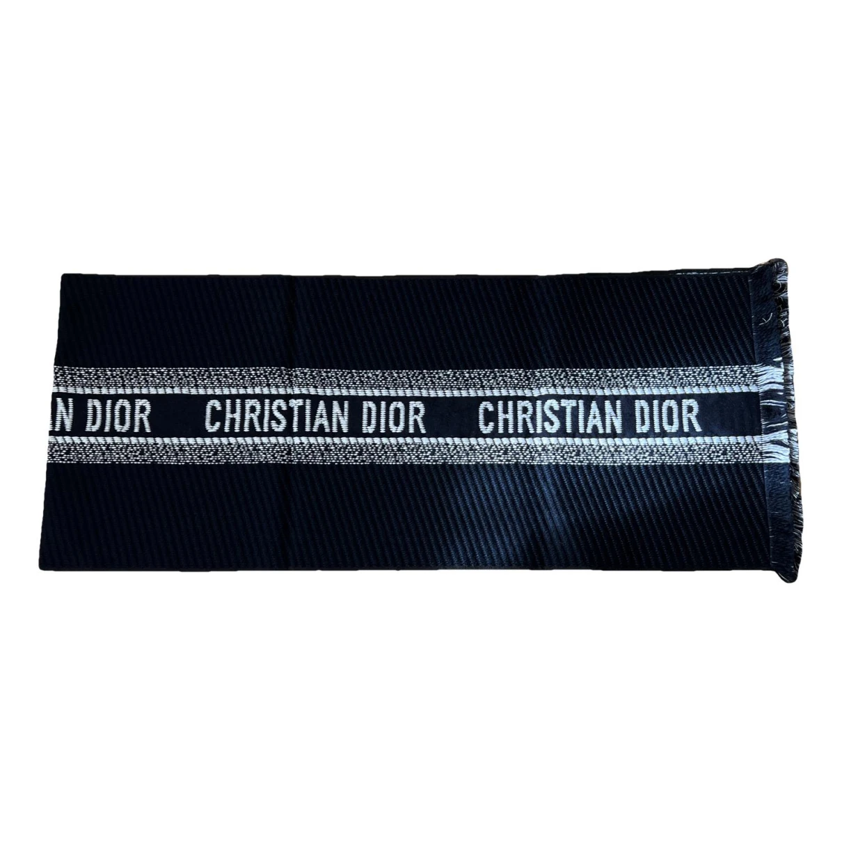 Pre-owned Dior Wool Scarf & Pocket Square In Navy