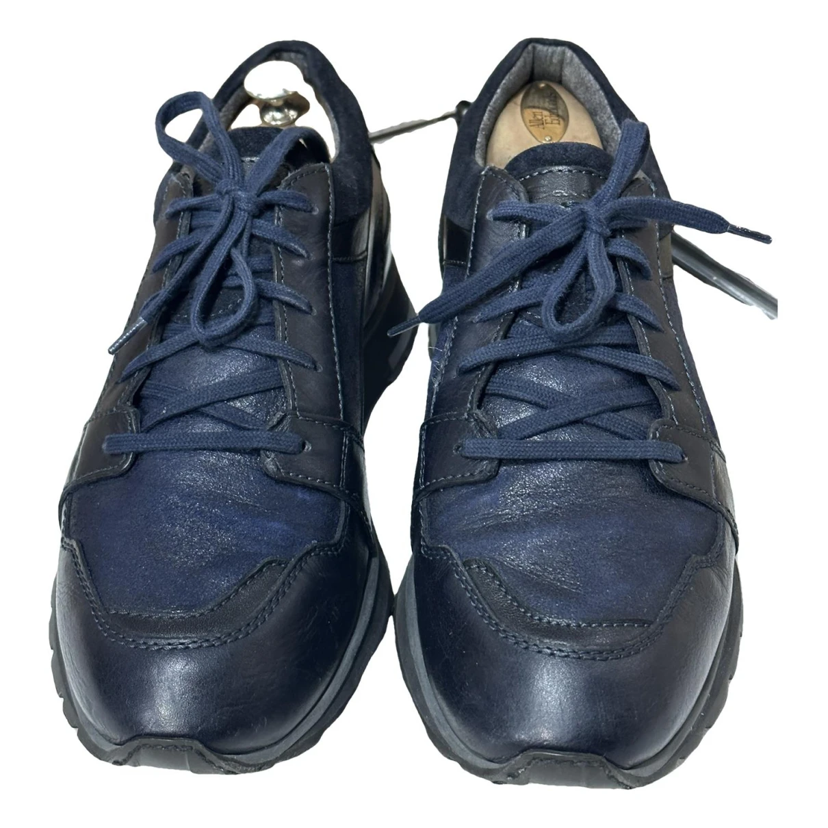 Pre-owned Santoni Leather Low Trainers In Blue