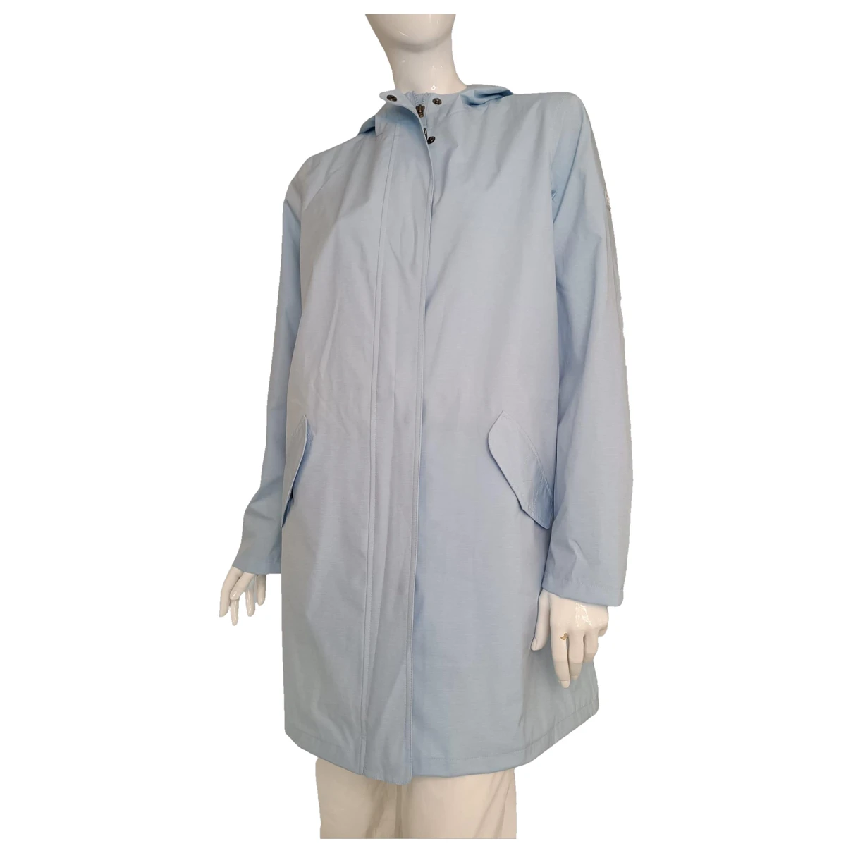 Pre-owned Barbour Trench Coat In Blue