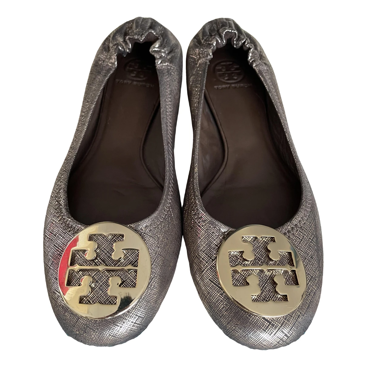Pre-owned Tory Burch Glitter Ballet Flats In Gold