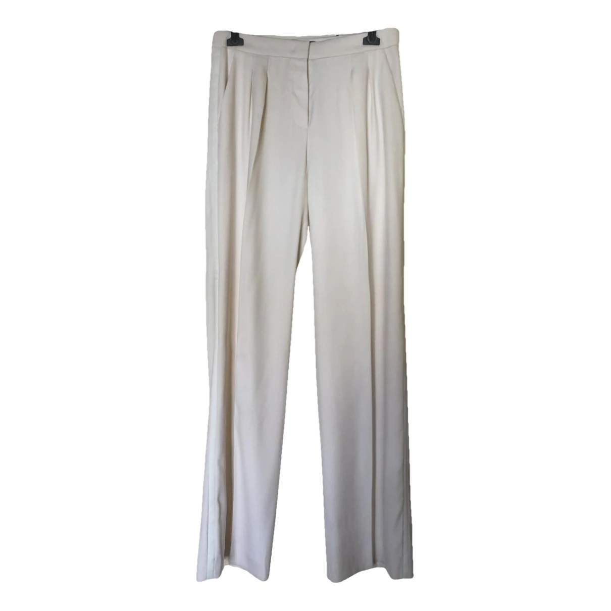 Pre-owned Max Mara Atelier Wool Large Pants In White