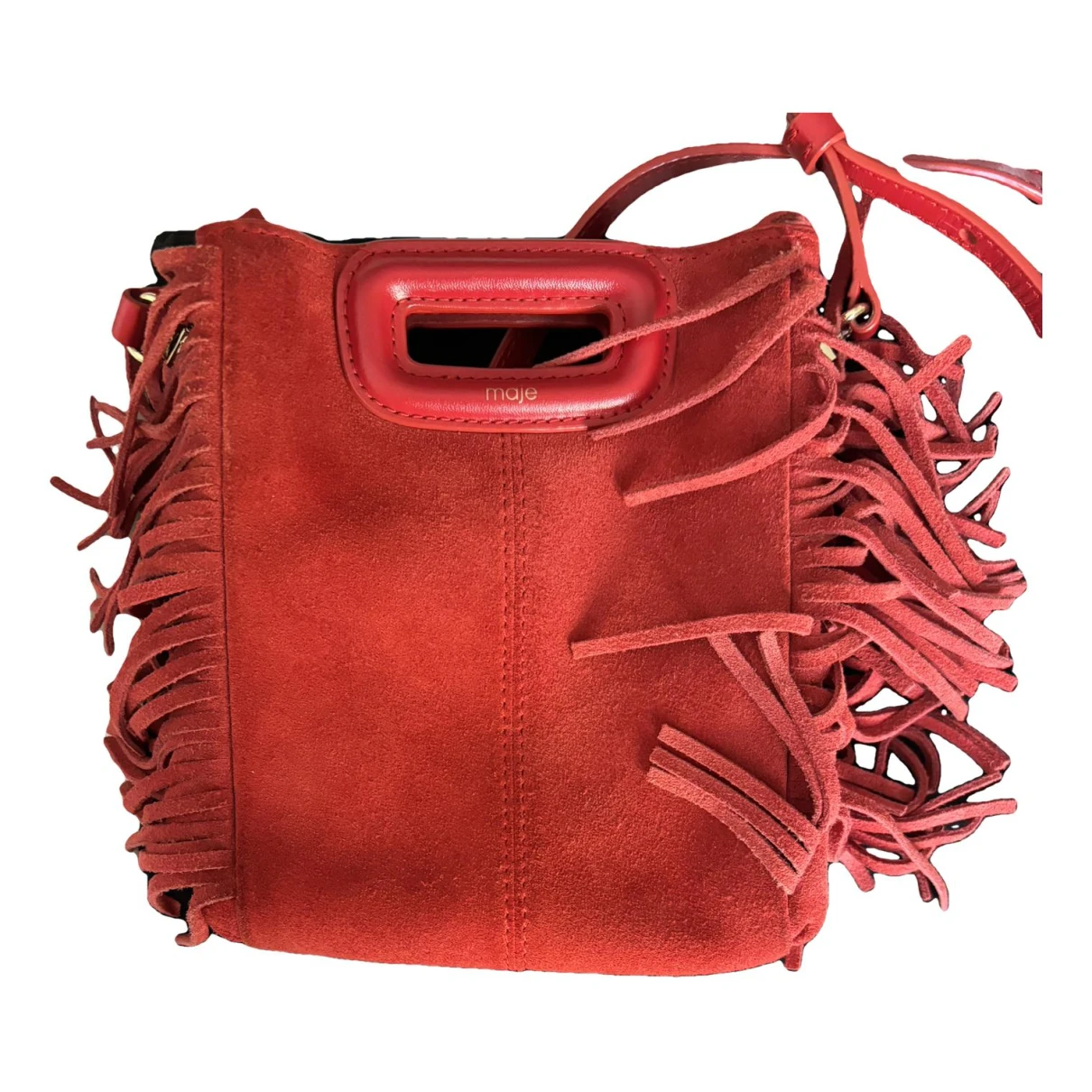Pre-owned Maje Sac M Leather Crossbody Bag In Red