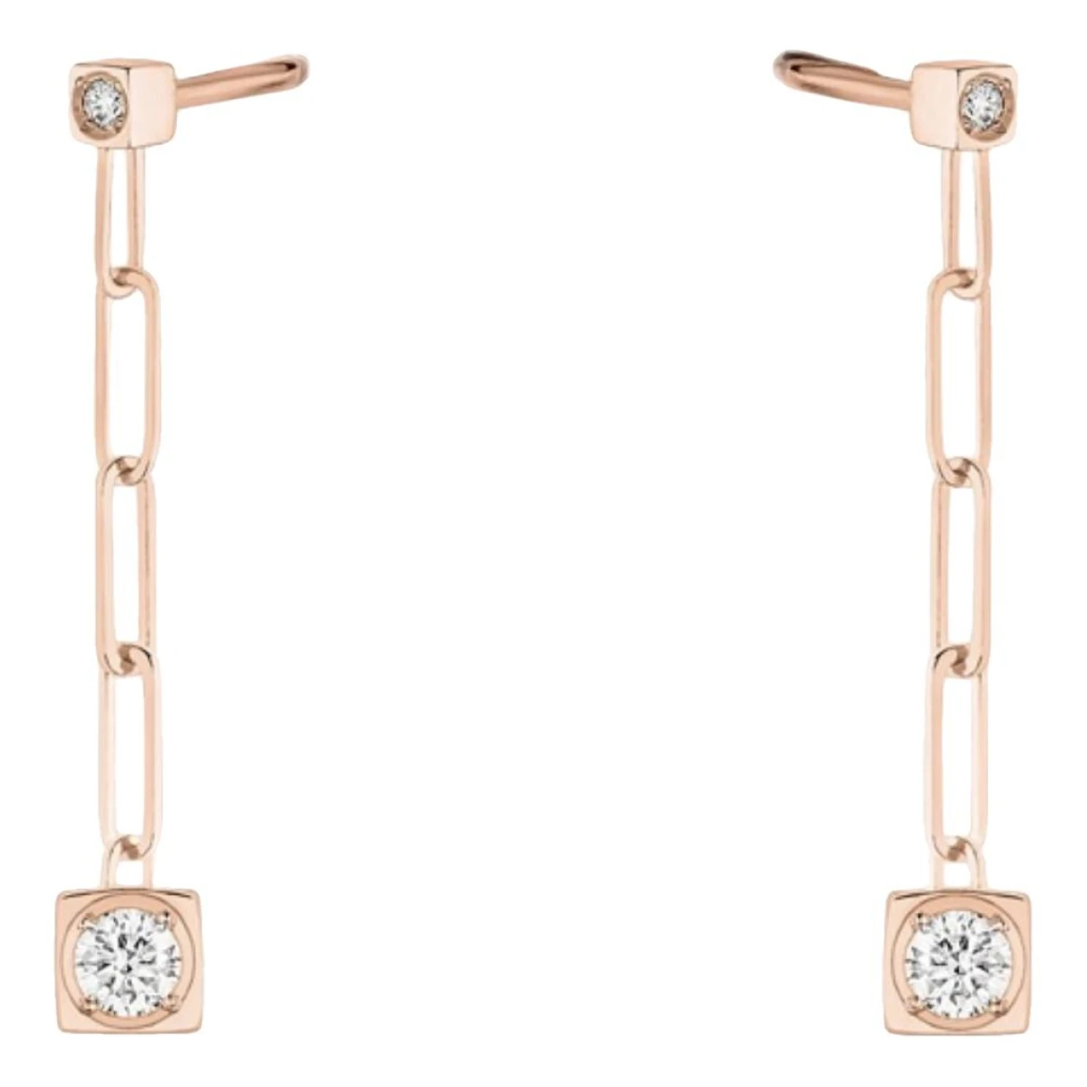 Pre-owned Dinh Van Le Cube Diamant Pink Gold Earrings