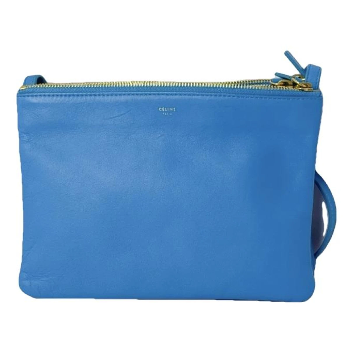 Pre-owned Celine Trio Leather Crossbody Bag In Blue