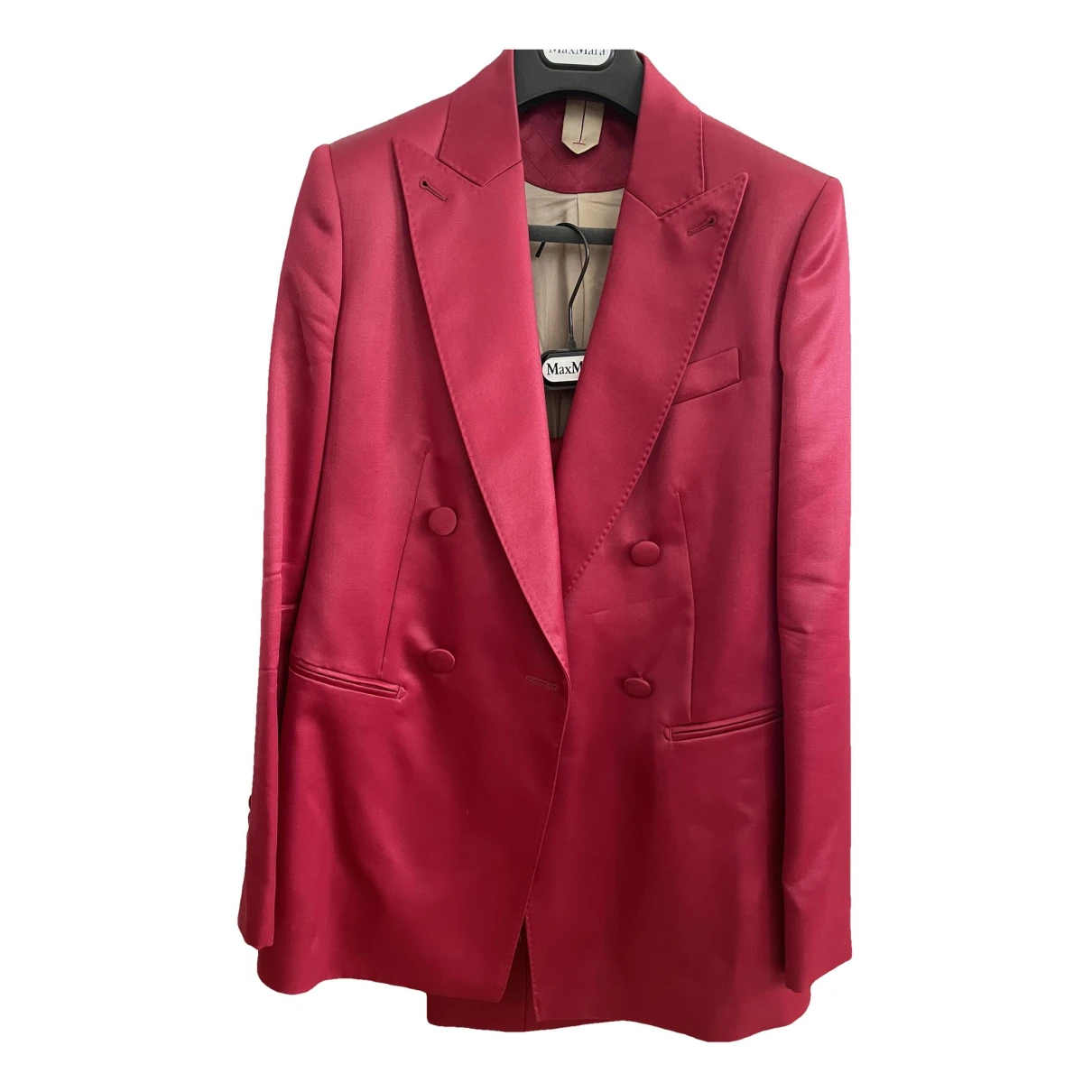 Pre-owned Max Mara Atelier Silk Suit Jacket In Burgundy