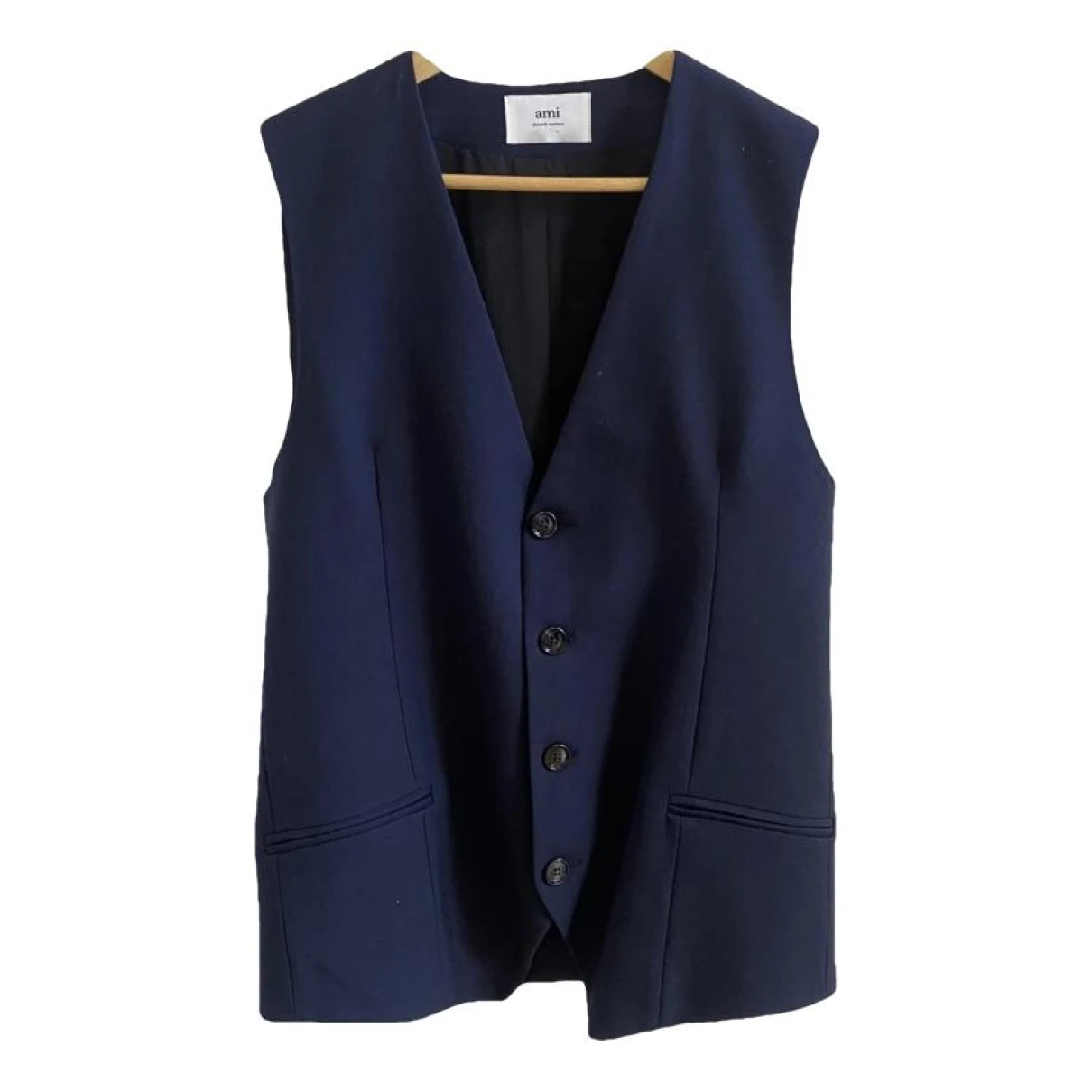 Pre-owned Ami Alexandre Mattiussi Wool Vest In Navy