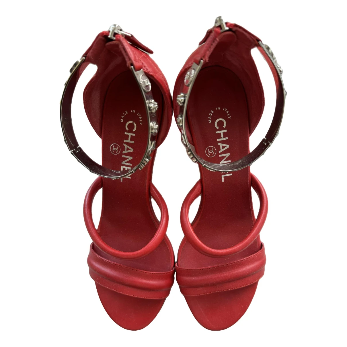Pre-owned Chanel Leather Sandal In Red