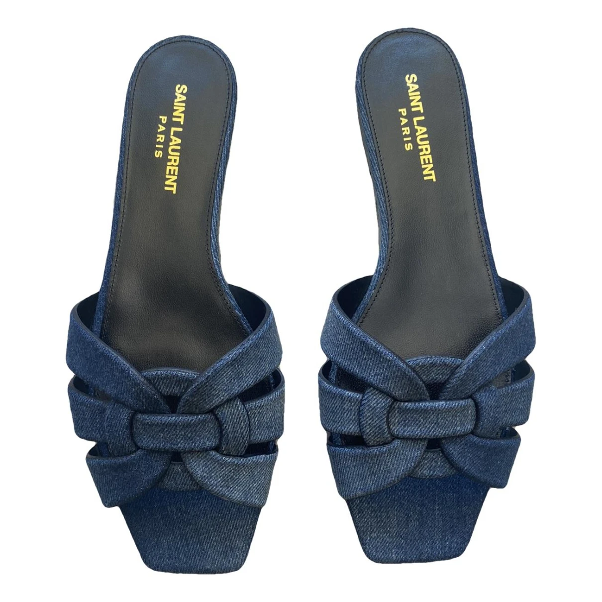 Pre-owned Saint Laurent Leather Mules In Blue