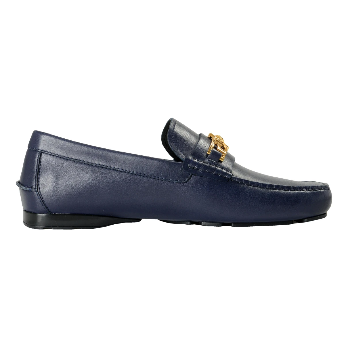 Pre-owned Versace Leather Flats In Blue