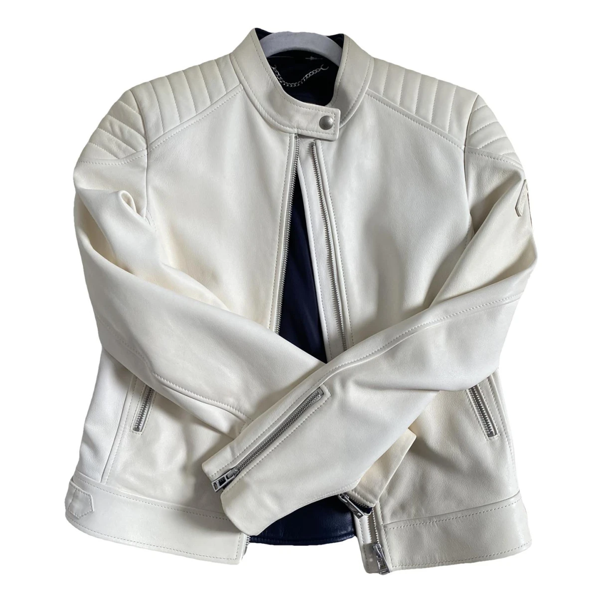 Pre-owned Belstaff Leather Jacket In White