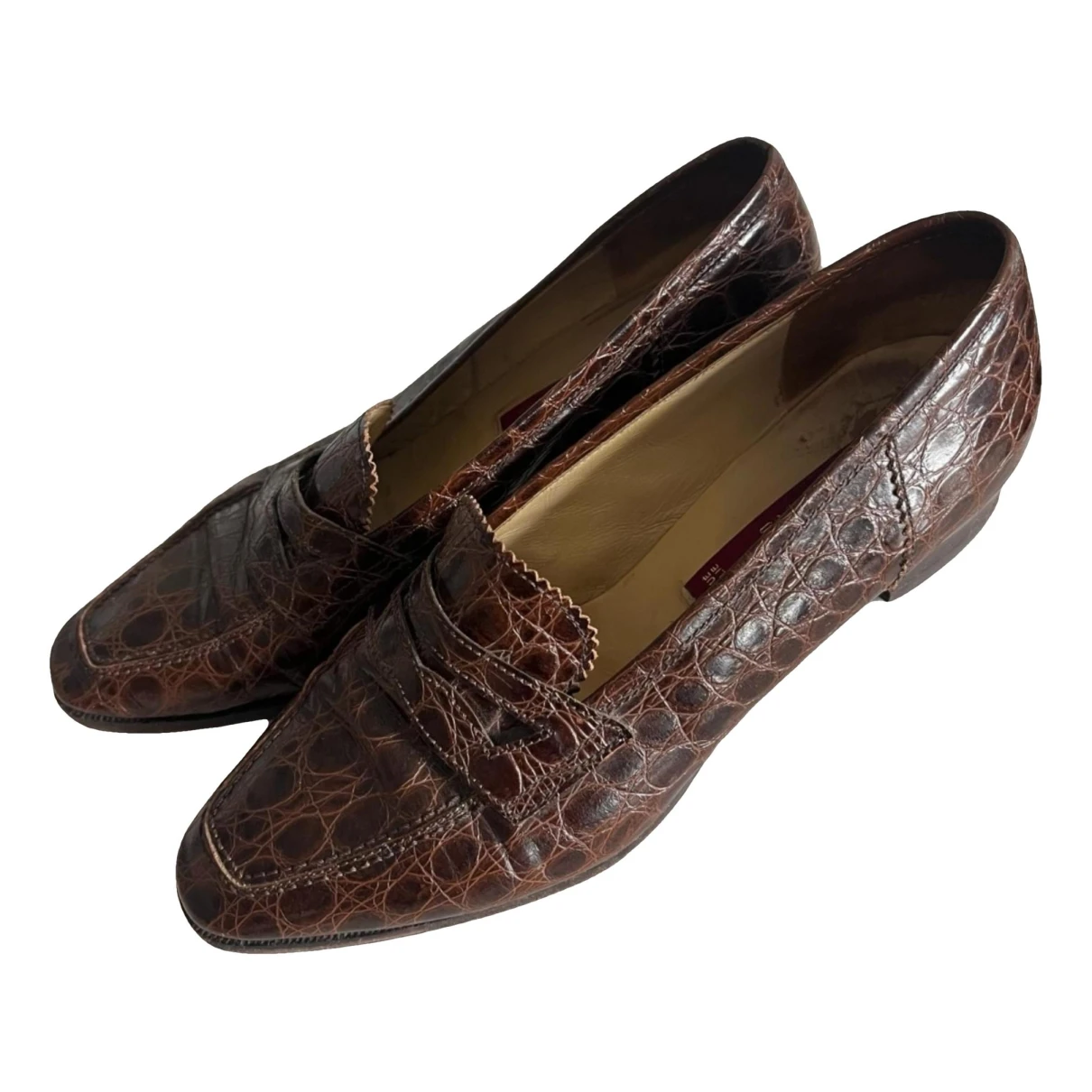 Pre-owned Carel Leather Flats In Brown