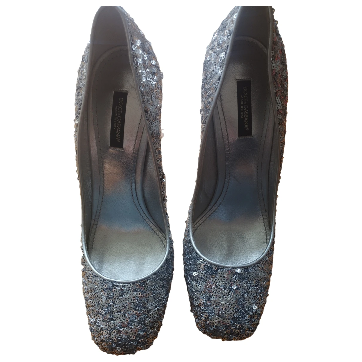 Pre-owned Dolce & Gabbana Mary Jane Glitter Heels In Metallic